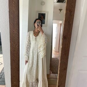 GUNNE SAX Lace Maxi Dress Prairie Cottage Granny Wedding VINTAGE